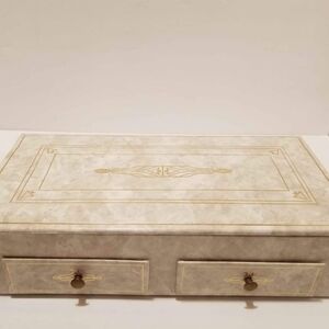 Elegant Gray Jewelry Box with Gold Accents